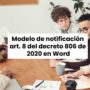 Modelo de Notificación Art. 8 del decreto 806 de 2020