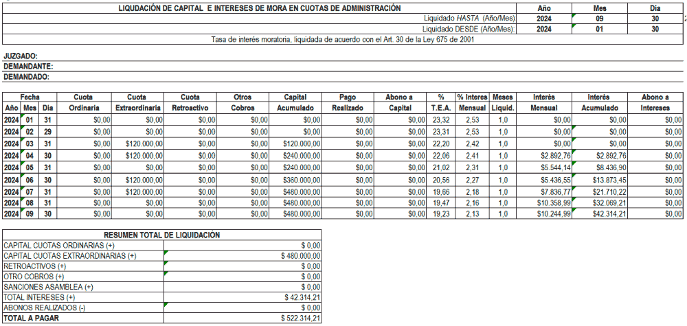 ¿Qué son los intereses en las cuotas extraordinarias de propiedad horizontal y por qué se generan? 2 Imagen de ejemplo de los intereses en las cuotas extraordinarias de propiedad horizontal